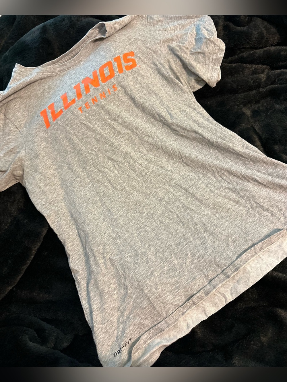 Nike DRI FIT ILLINOIS TENNIS Tee Shirt Grey Men's LARGE * SEE DETAILS
